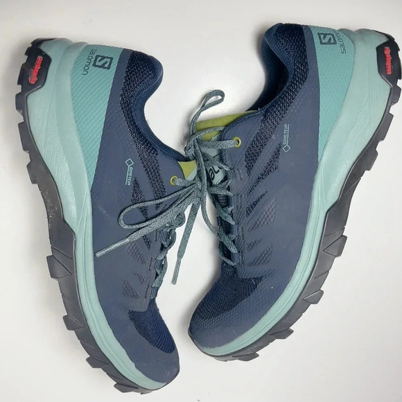 Salomon Womens 9.5 Outline Mid GTX W Navy Blazer Hydro Guacamole Outdoor Shoes - Picture 10 of 16